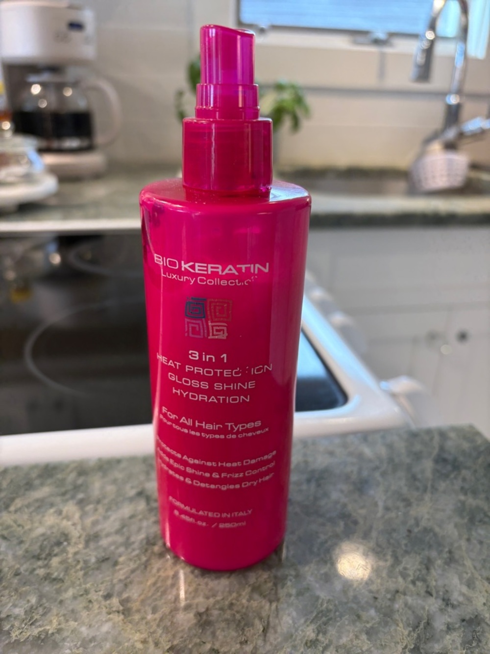 BioKeratin 3-in-1 Heat protection gloss shine hydration for all hair types